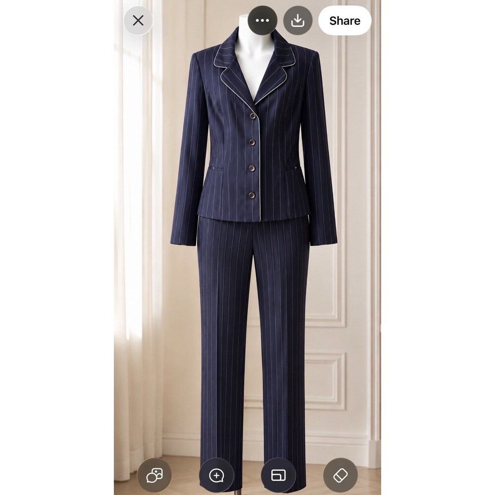 Sag Harbor Navy Pinstripe Blazer